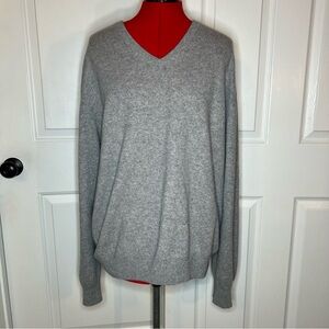 Alan Paine England 100% Cashmere Pullover V Neck Light Gray Mens US XL / UK 46